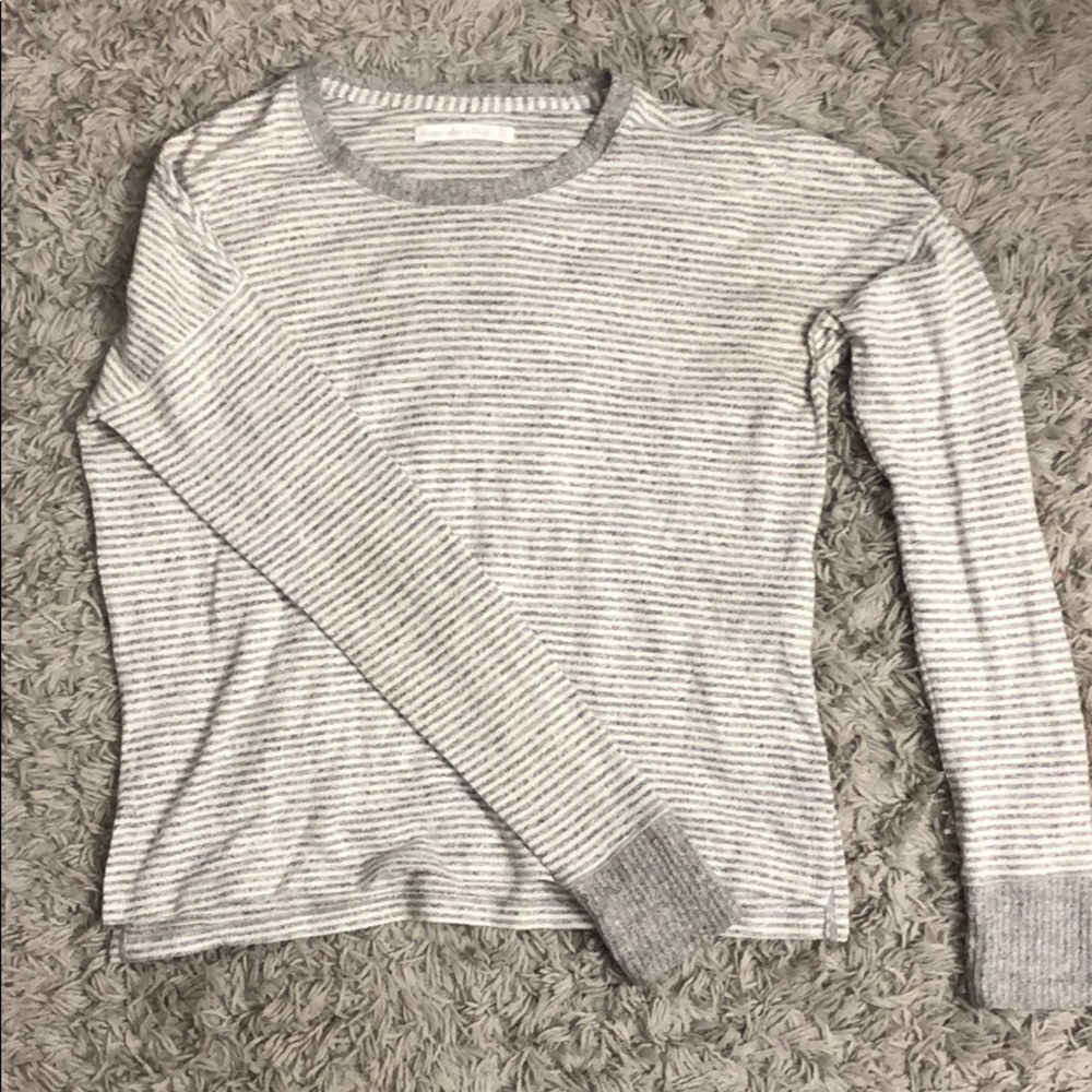 Grey and white a striped sweater